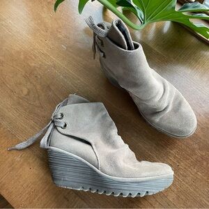 Fly London Yama Ankle Boots in Tan Suede